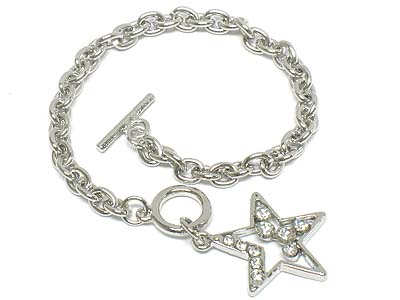 Crystal stone deco star charm toggle bracelet 