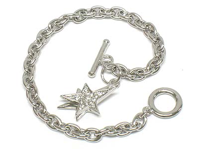 Crystal deco small dual star charm toggle bracelet