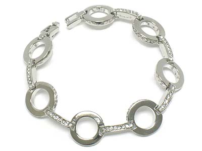 Crystal deco round ring link bracelet