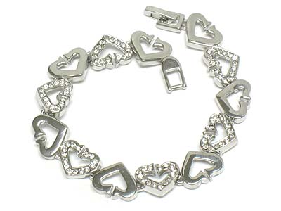 Crystal deco multi hearts link bracelet 