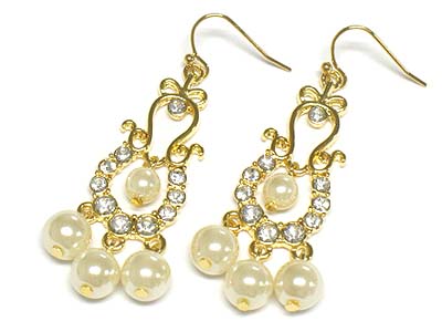 Pearl bead charms and crystal deco earring