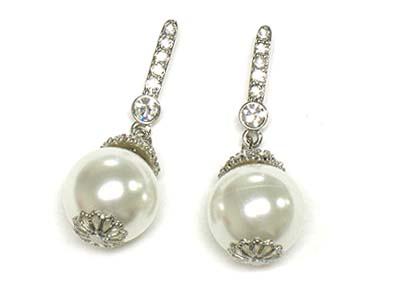 Crystal deco pearl bead drop earring