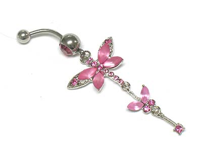 Crystal deco butterfly shape drop belly charm