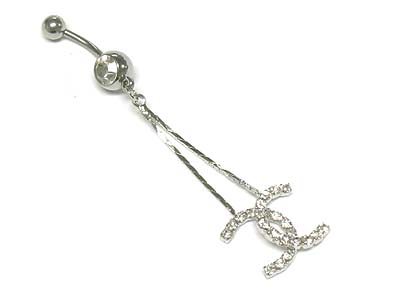 Crystal deco double dangles belly charm