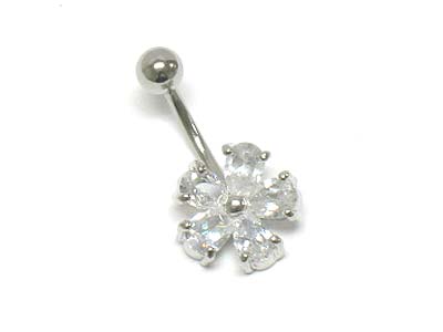 Crystal stone flower shape belly charm