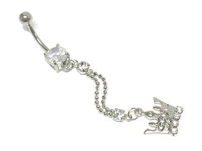 Crystal deco crown drop belly charm