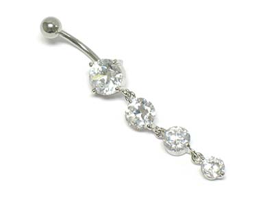 Crystal stone drop belly charm