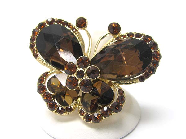 Crystal and facet glass butterfly stretch ring?