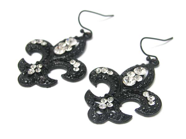 Crystal stud fleur de lis earring