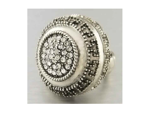 Round puffy metal fashion style crystal on center fashion stretch ring