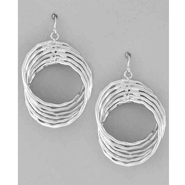 Multi round hammered fashion patern drop earring 