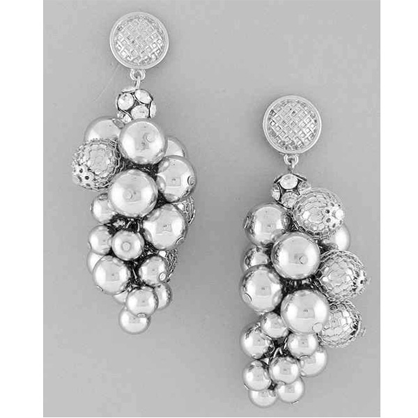 Fire balls and metal hammered mixed fashion balls drop earring 