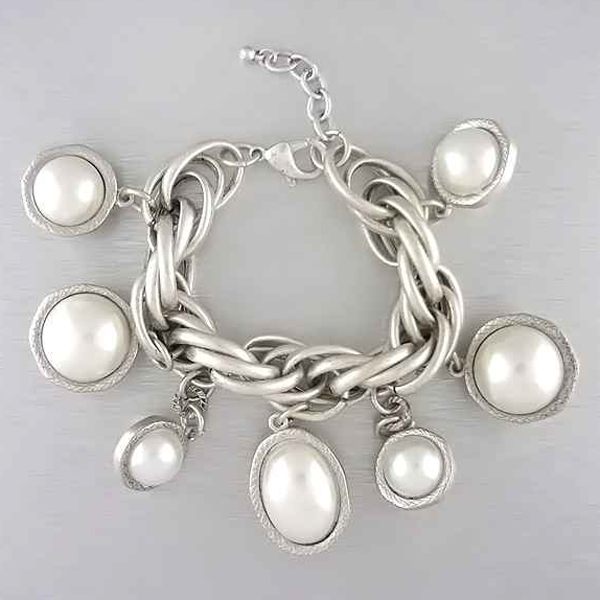 Metal chain drop multi fashion size pearl dangle chain bracelet