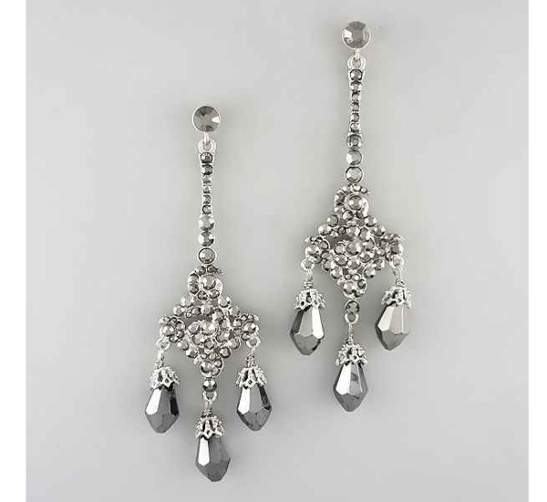 Crystal deco three ball drop chandelier earring