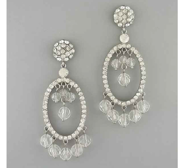 Crystal filled metal dome drop crystal oval drop crystal glass drop earring