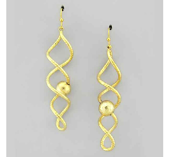 Metal patern twist with one metal ball fashion drop earring