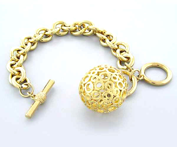 Fashion chain drop one fashion metal filigree ball dangle chain bracelet