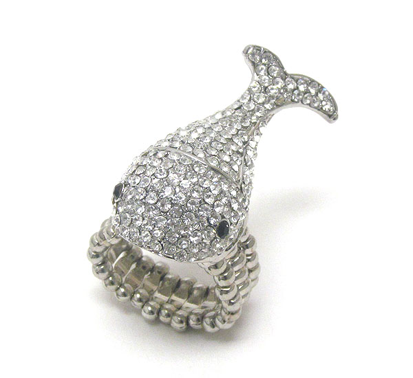 Crystal deco whale stretch ring