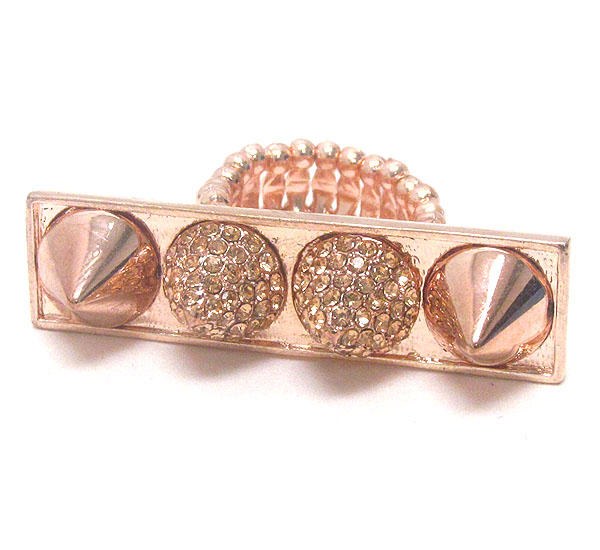 Crystal deco spike bar stretch ring