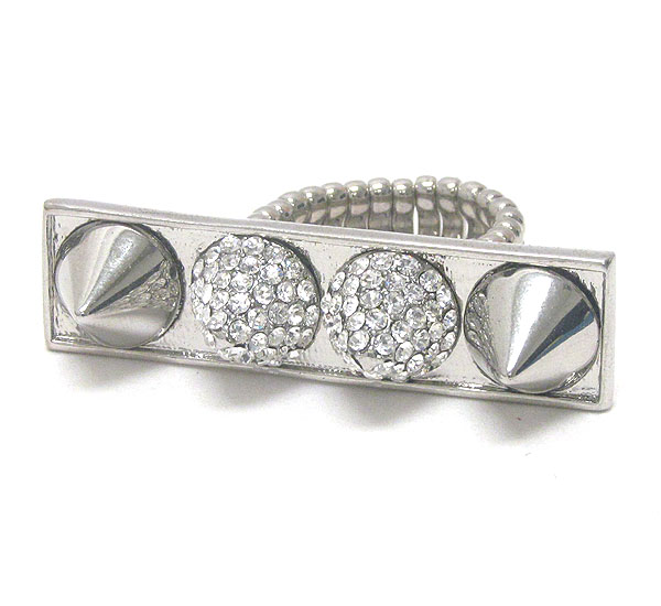 Crystal deco spike bar stretch ring