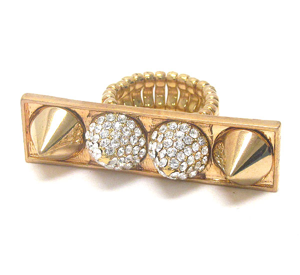 Crystal deco spike bar stretch ring