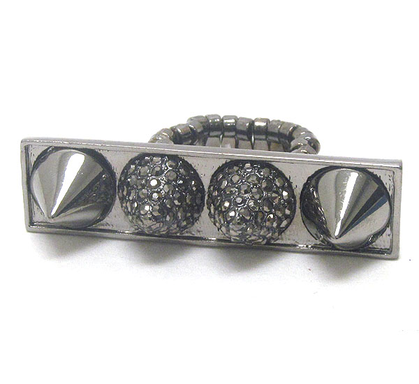 Crystal deco spike bar stretch ring