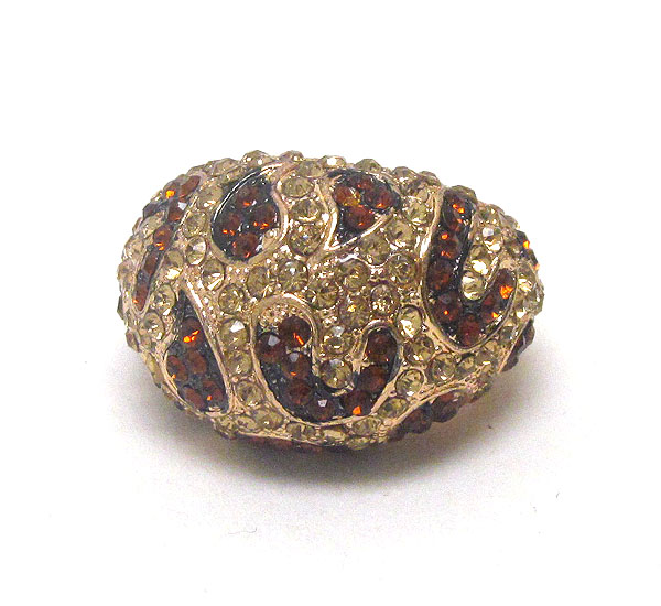 Crystal deco animal print pattern stretch ring