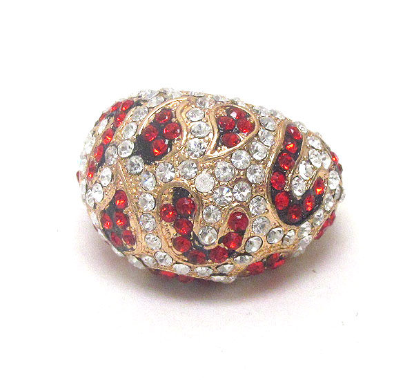 Crystal deco animal print pattern stretch ring