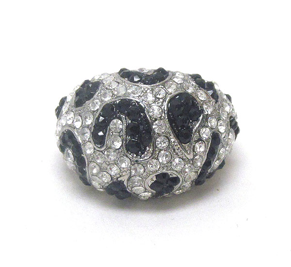 Crystal deco animal print pattern stretch ring