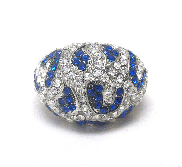 Crystal deco animal print pattern stretch ring