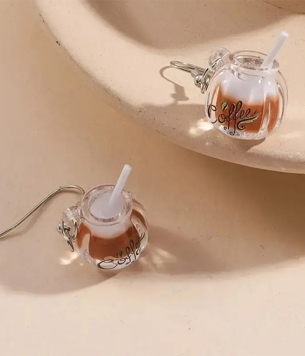 Resin coffee cup earring