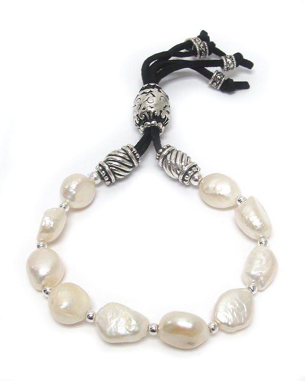 Tailored design genuine fresh water pearl tie back bracelet 