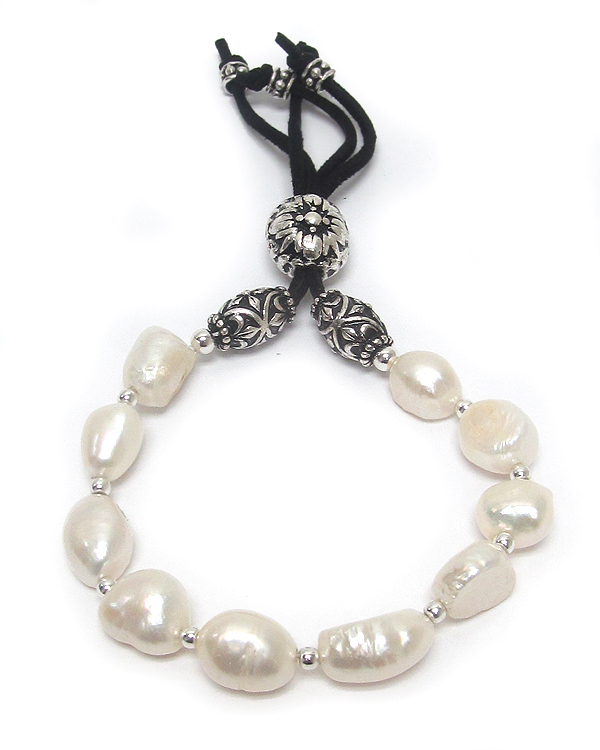 Tailored design genuine fresh water pearl tie back bracelet