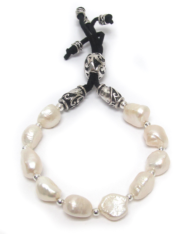 Tailored design genuine fresh water pearl tie back bracelet