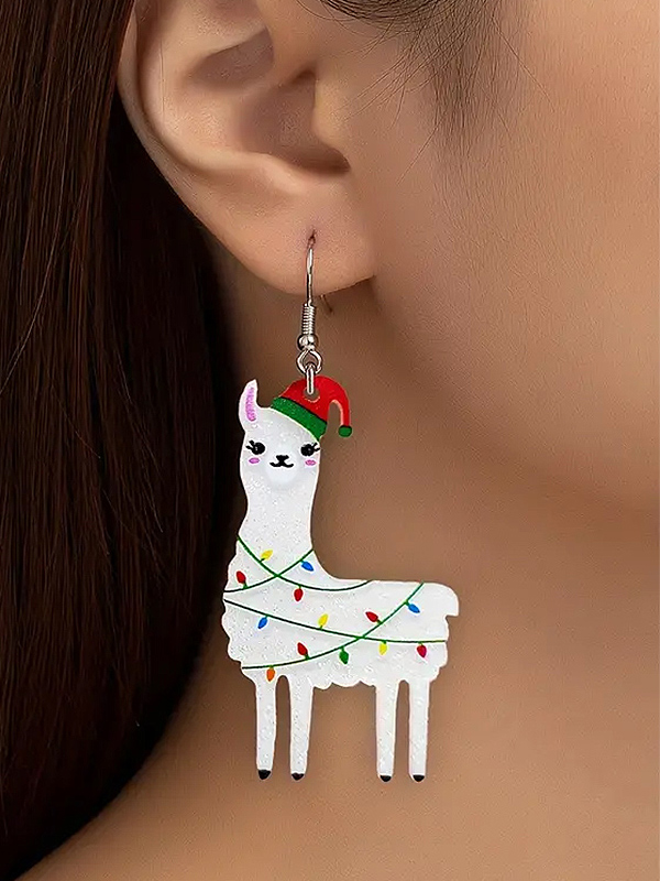 Christmas theme acrylic earring - alpaca