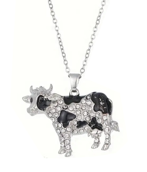 Crystal cow pendant necklace