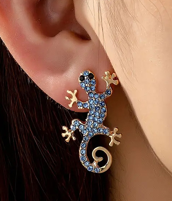 Crystal lizard earring - gecko