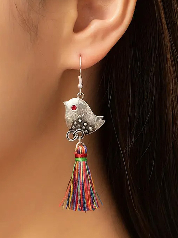 Vintage bird and tassel drop earring