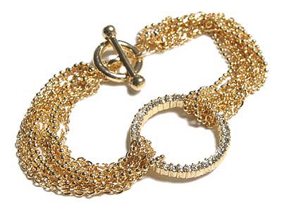 Designer style multi chain bracelet - gold tone