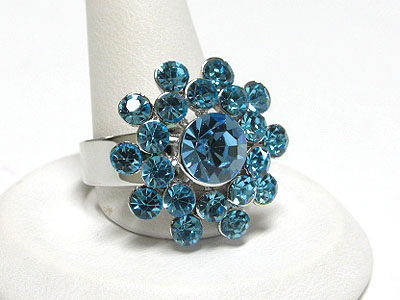 Crystal flower adjustable size ring