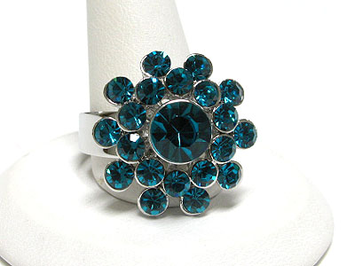 Crystal flower adjustable size ring