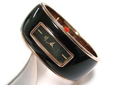 Brass metal case hinge bangle watch