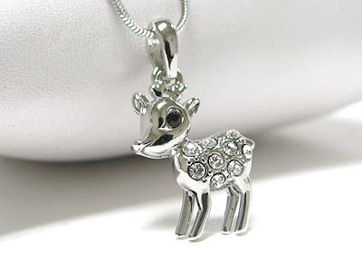 Made in korea whitegold plating crystal bambi pendant necklace