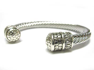 Metal design edge cable cuff bangle