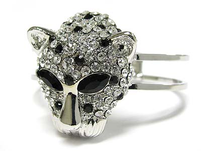 Crystal stud metal leopard hinge bangle