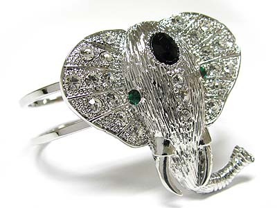 Crystal stud metal elephant hinge bangle