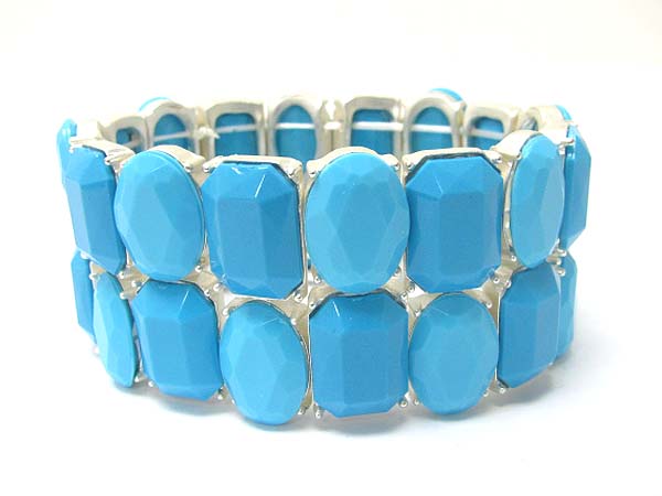 Double large glass stone stretch bracelet