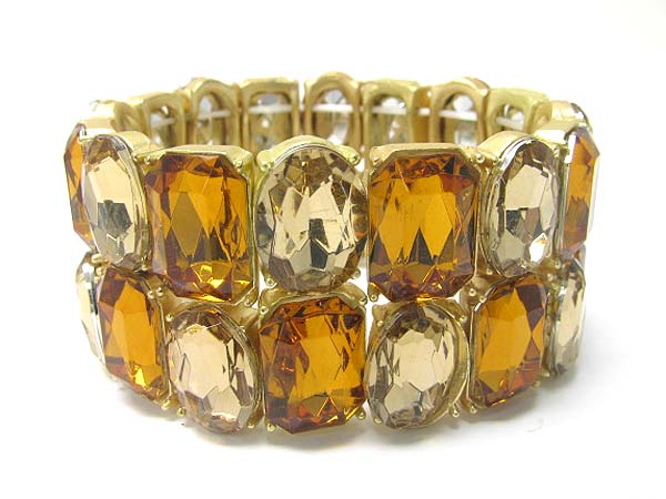 Double large glass stone stretch bracelet