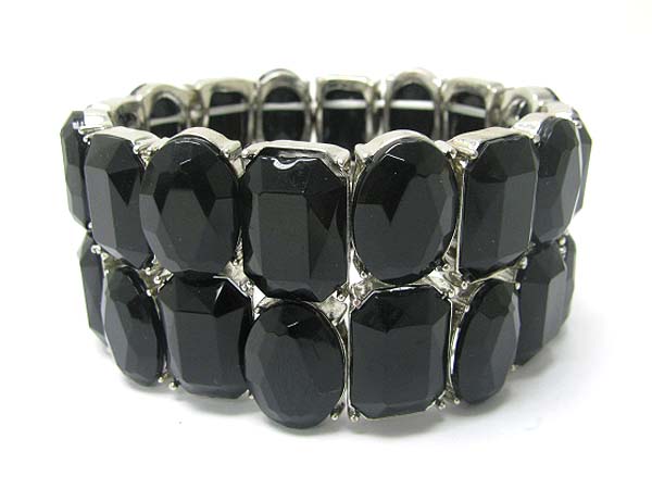 Double large glass stone stretch bracelet