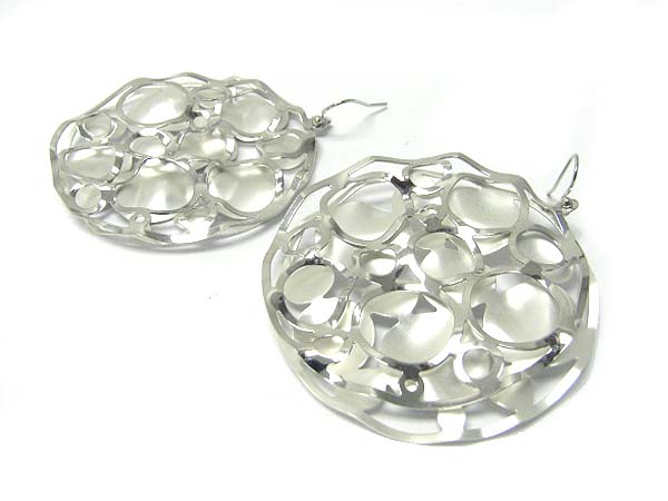 Double layer metal round deco earring